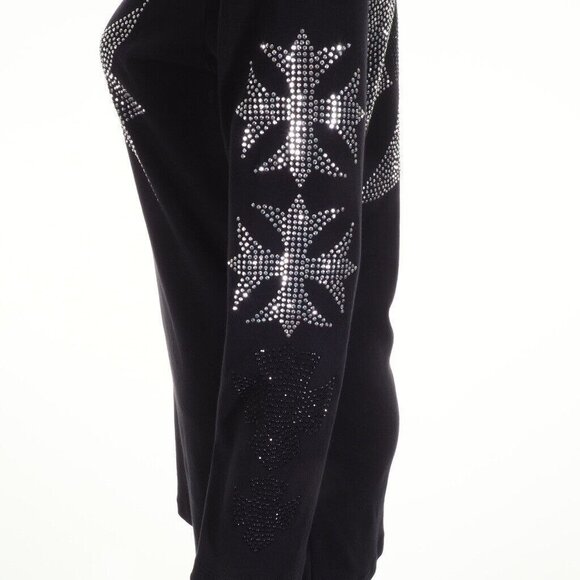 Avangard Womens Top Size XL Embelished Stud Emblem Black Silver Knight Queen - Picture 5 of 10